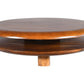 Floating Round Coffee Table made of solid wood with a dark brown finish and two-tiered design.