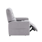 Freddie Gray Leather Aire Power Motion Recliner w/Lift in gray leather upholstery side view reclining position.