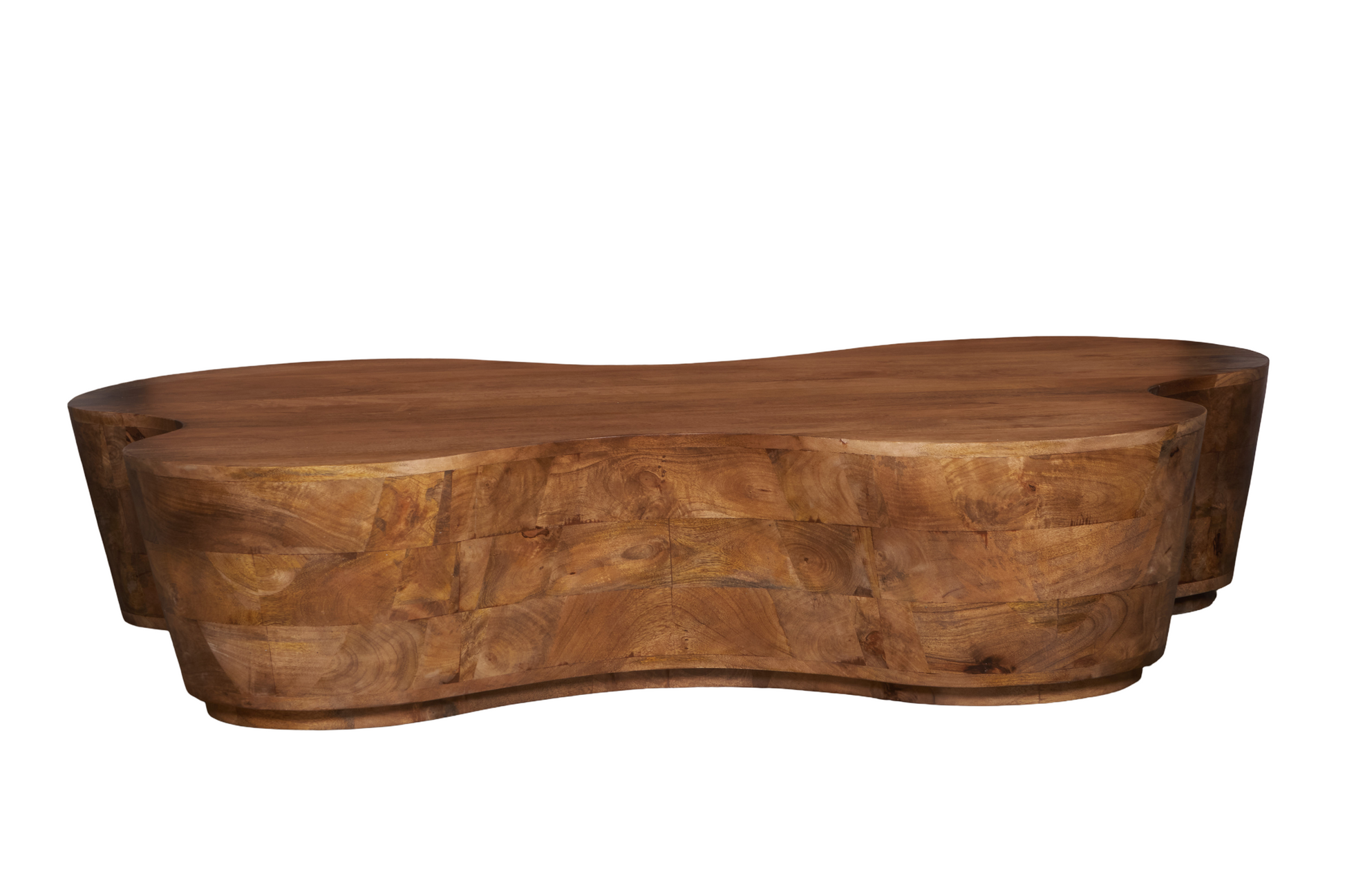 Free Form Solid Wood Premium Coffee Table with unique design and solid mango wood construction.