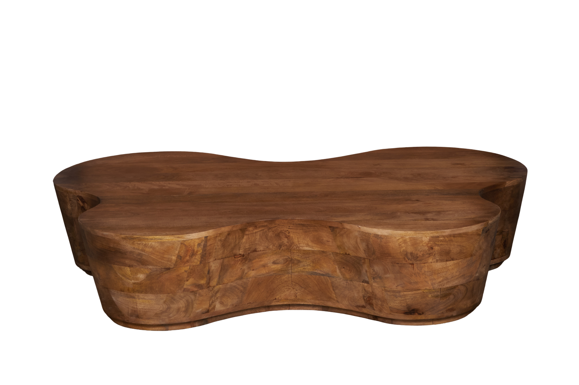 Free Form Solid Wood Premium Coffee Table with a unique design and natural finish.
