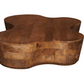 Free Form Solid Wood Premium Coffee Table in an oval shape with a unique design and solid wood construction.