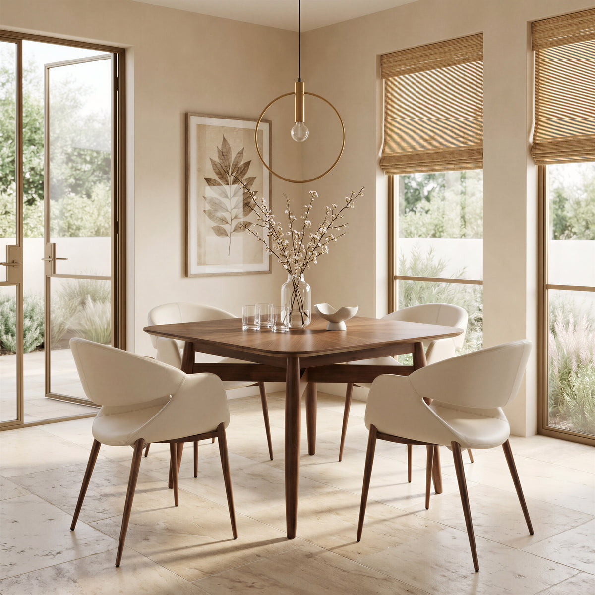 Limay Beige & Walnut Dining Chair (Set of 2)