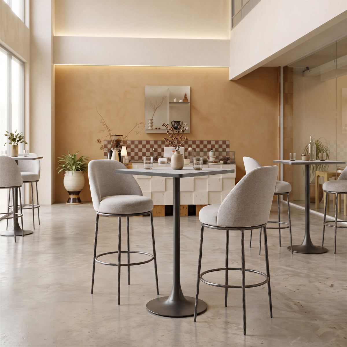 Spot Bar Table in Gray & Black