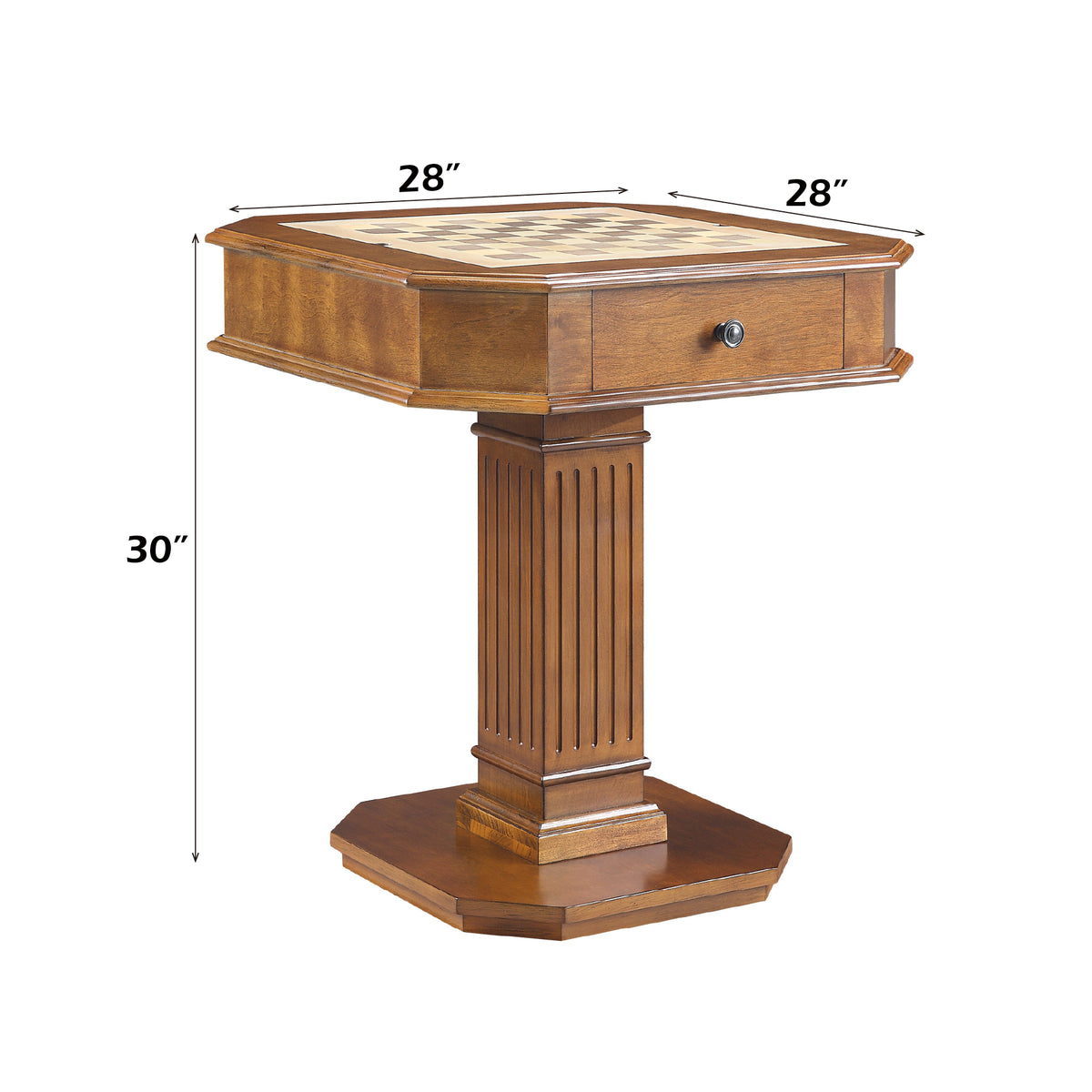 Galini Walnut Finish Game Table (Reversible Game Tray) – view 3
