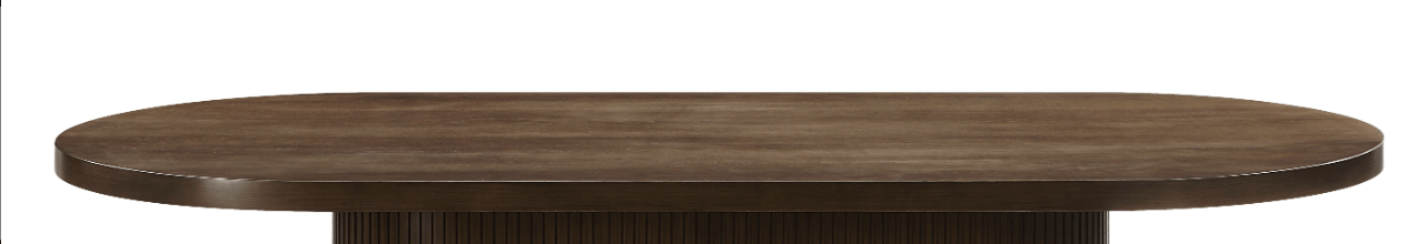 Gamarya Oak Finish Dining Table – 87” Oval Wood Dining Table top view showcasing modern design and natural wood tones.