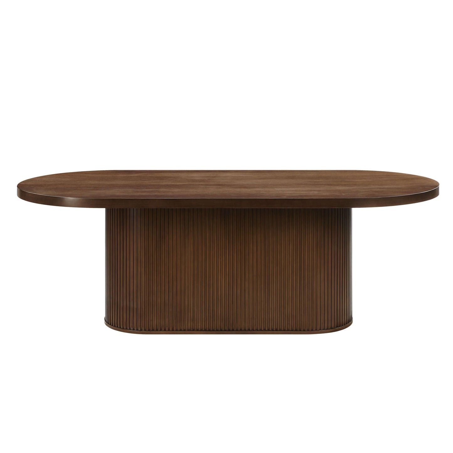 Gamarya Oak Finish Dining Table – 87” Oval Wood Dining Table with a smooth, substantial profile and modern design.