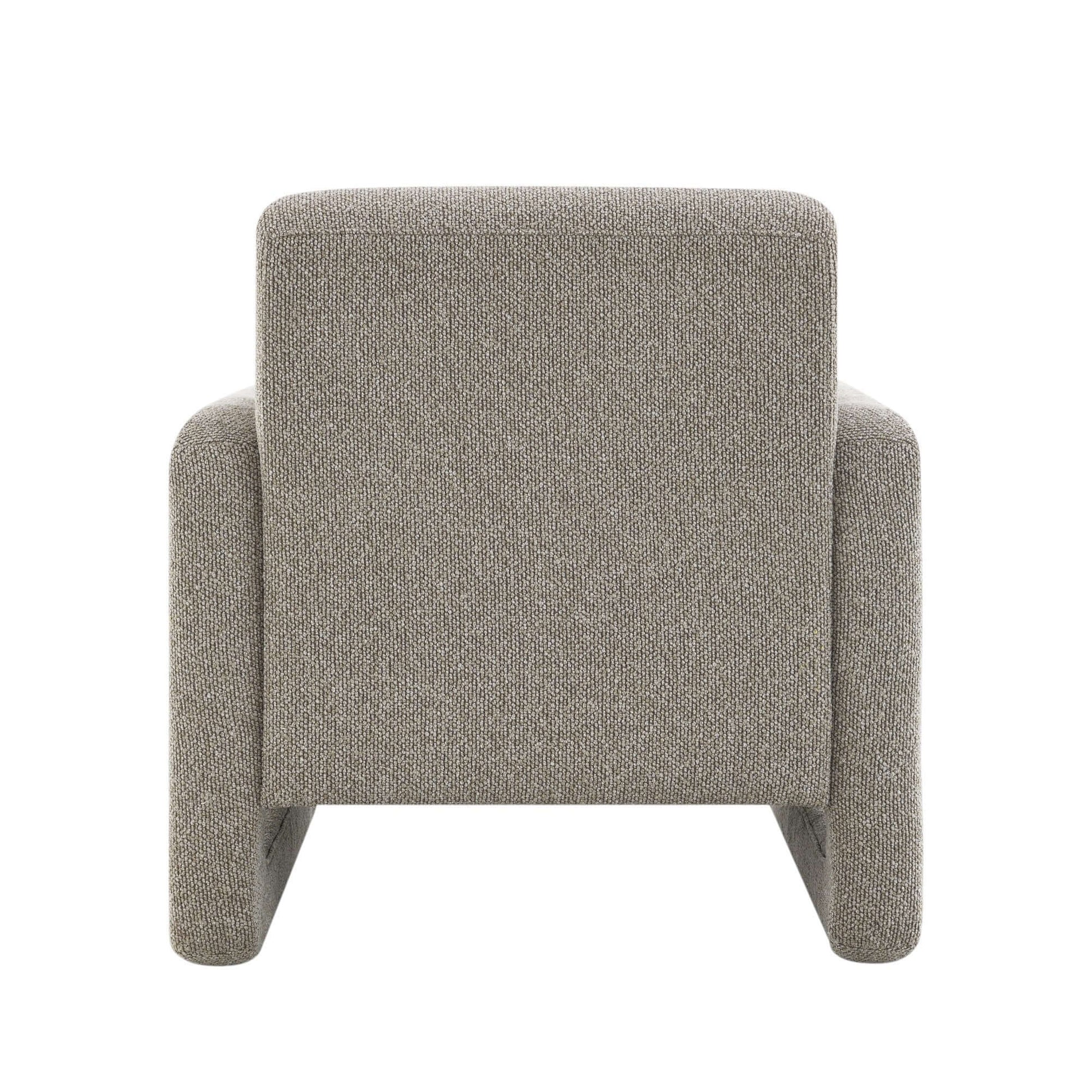 Glenda Gray Chenille Accent Chair showcasing cozy gray chenille fabric from the back view, ideal for stylish interiors.