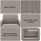 Glenda Gray Chenille Accent Chair details including gray chenille fabric, tight seat and back cushion, armrests extend fully to the floor.