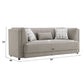 Glenda Gray Chenille Sofa – 87” Modern 3-Seat Sofa with Pillows, featuring accent cushions and dimensions shown.