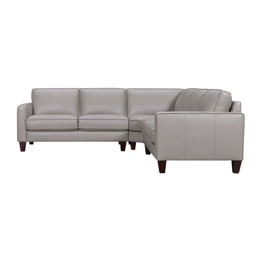 Gray Leather L-Shaped 3-Piece Corner Sectional Sofa 99" in modern living space design.