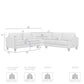 Gray Leather L-Shaped 3-Piece Corner Sectional Sofa 99" dimensions diagram with weight limits.
