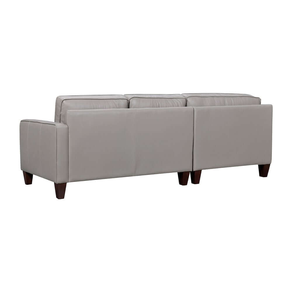 Gray Leather L-Shaped 3-Piece Corner Sectional Sofa 99" back view showcasing sleek design and premium materials.
