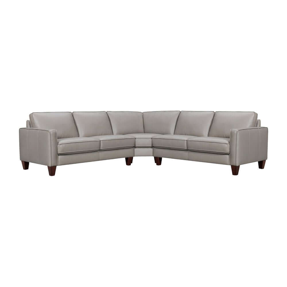 Gray Leather L-Shaped 3-Piece Corner Sectional Sofa 99" in modern design for stylish living rooms.