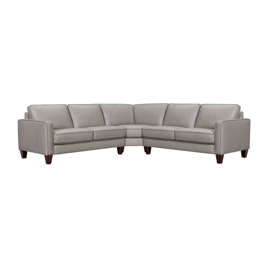 Gray Leather L-Shaped 3-Piece Corner Sectional Sofa 99" in modern design for stylish living rooms.