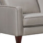 Gray Leather L-Shaped 3-Piece Corner Sectional Sofa 99" armrest and cushion detail with modern sleek design.