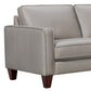 Gray Leather L-Shaped 3-Piece Corner Sectional Sofa 99" armrest detail showcasing premium leather upholstery.