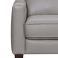 Gray Leather L-Shaped 3-Piece Corner Sectional Sofa 99" close-up of arm and cushions showing premium leather texture.