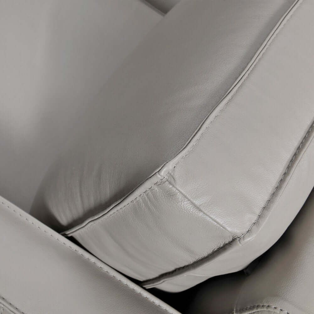 Close-up of the Gray Leather L-Shaped 3-Piece Corner Sectional Sofa 99" cushions, showcasing premium leather and comfort.
