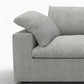 160" White Linen Blend Modular Sofa With Toss Pillows corner view with cushion, showcasing soft texture and design.