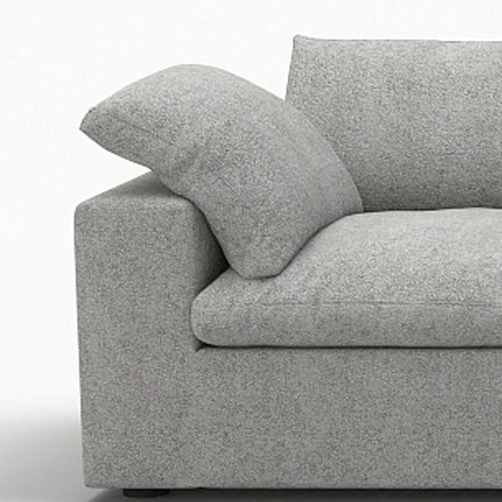 160" White Linen Blend Modular Sofa With Toss Pillows corner view with cushion, showcasing soft texture and design.