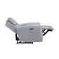 Jeromie Gray PU Leather Power Motion Recliner w/ USB Port in reclining position, showcasing sleek gray design and functionality.