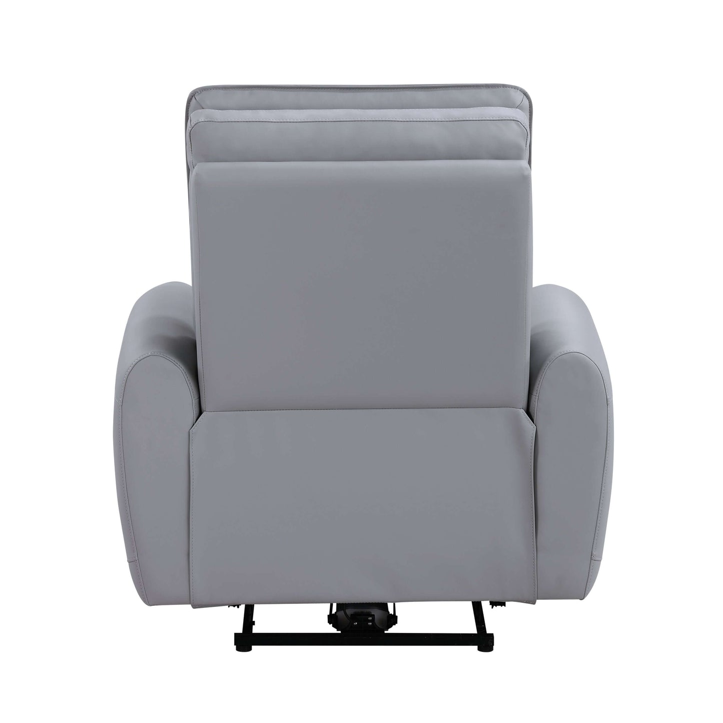 Jeromie Gray PU Leather Power Motion Recliner w/ USB Port back view showcasing sleek design and modern comfort.