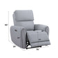 Jeromie Gray PU Leather Power Motion Recliner w/ USB Port dimensions and features image.