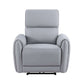 Jeromie Gray PU Leather Power Motion Recliner w/ USB Port featuring modern sleek design and soft gray faux leather.