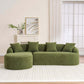 Boneless Modular Chenille Sectional Sofa – 99” Curved Chaise Compression Couch (White) in modern green fabric setting.