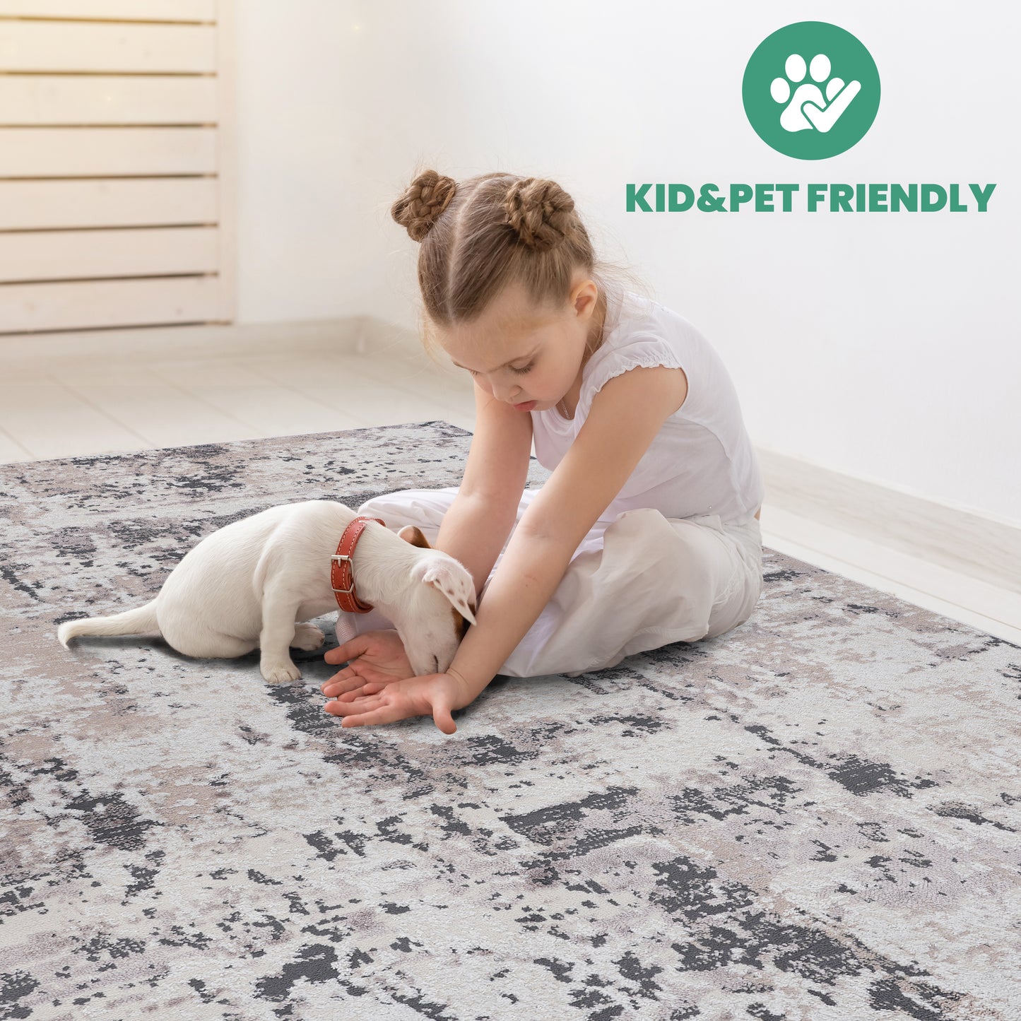 Griffen Cream & Brown Polyester Area Rug – view 6