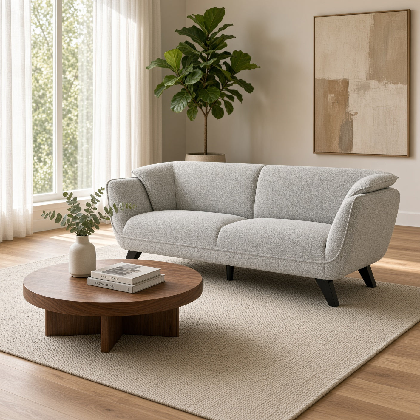 Nayeli Light Gray Boucle Sofa – 86"W Sofa