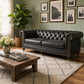Delphine Black Leather Sofa – 87" 3-Seat Sofa
