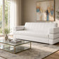 89" White Italian Leather Sofa With Silver Legs