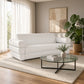 89" White Italian Leather Sofa With Silver Legs