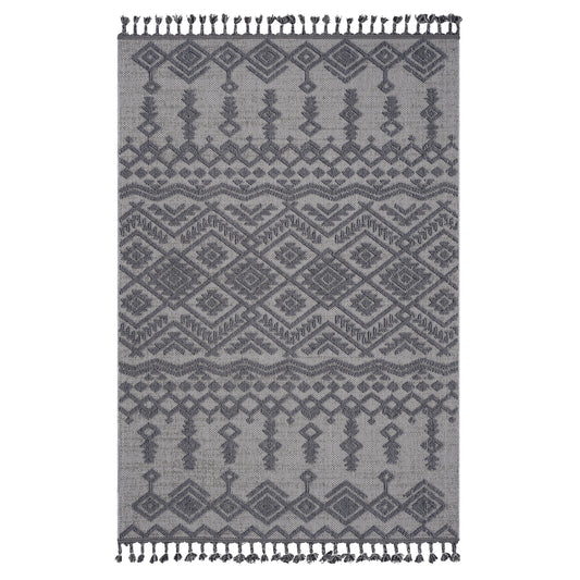Guros White & Gray Polypropylene Area Rug (Traditional)