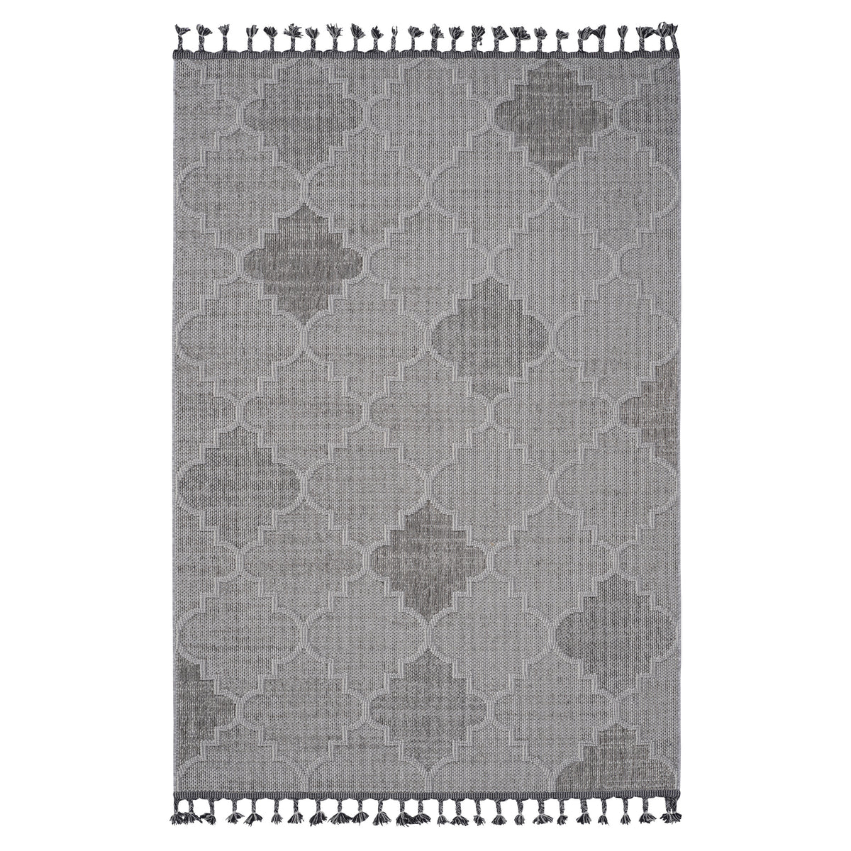 Guros White & Gray Polypropylene Area Rug (Trellis)