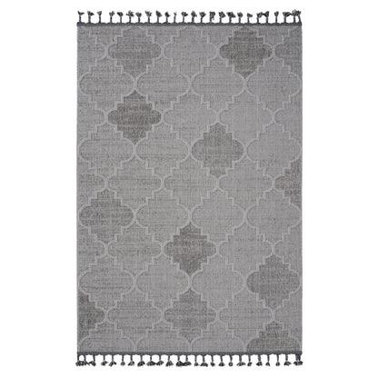 Guros White & Gray Polypropylene Area Rug (Trellis)