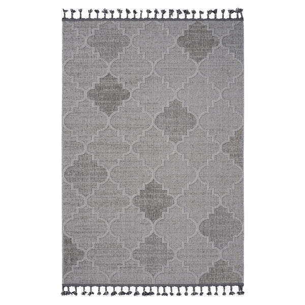 Guros White & Gray Polypropylene Area Rug (Trellis)