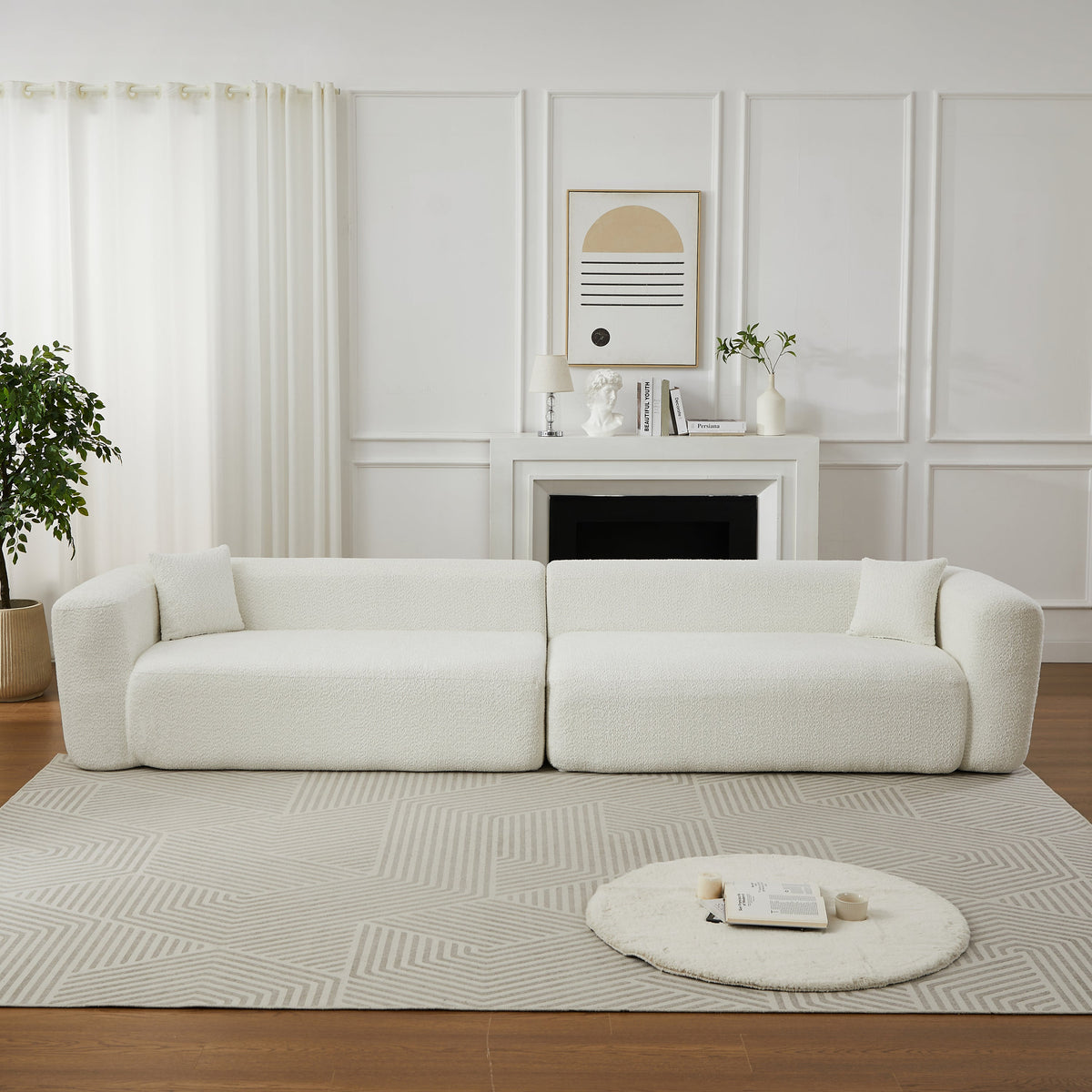 Halcyon beige chenille curved sectional sofa