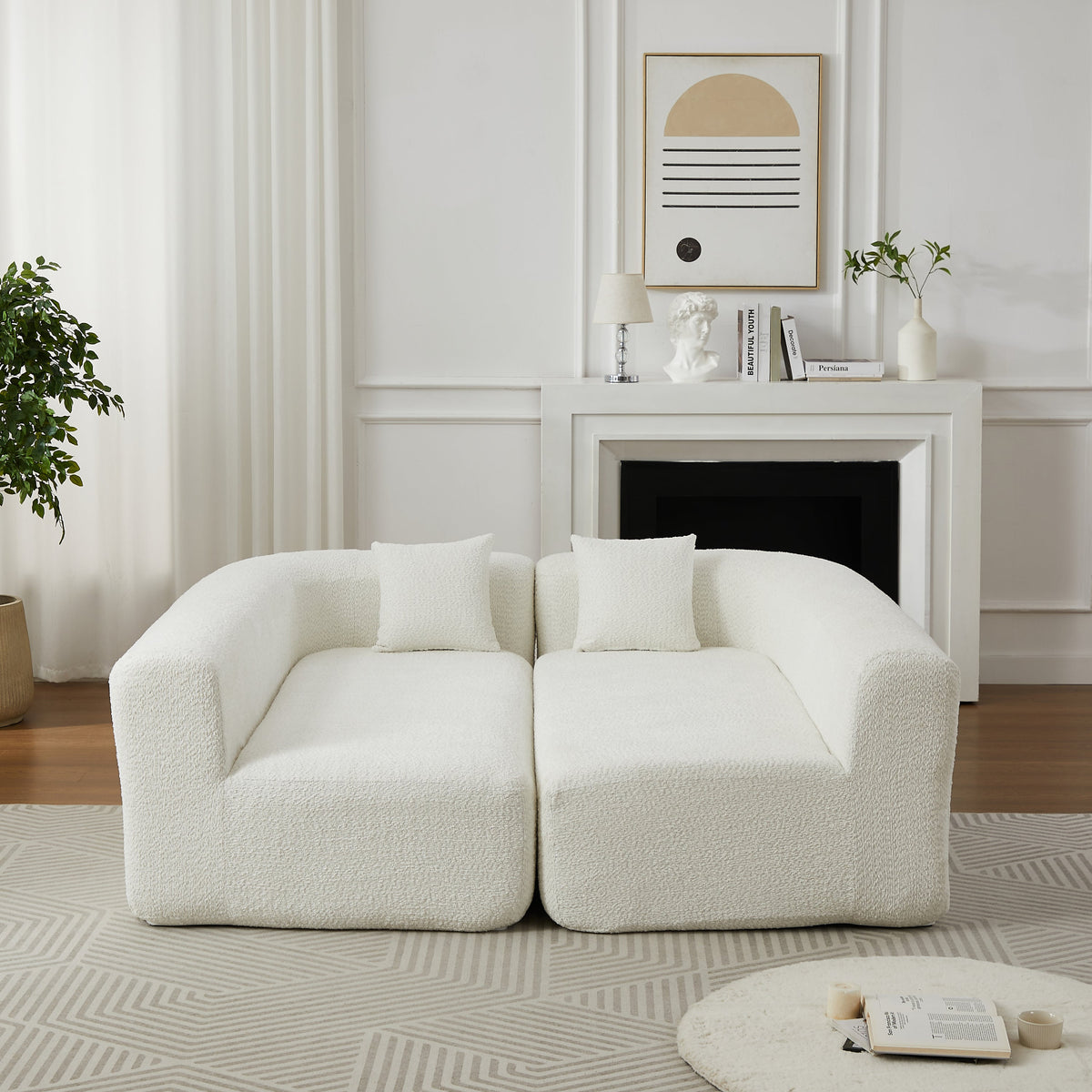 Halcyon beige chenille curved sectional sofa