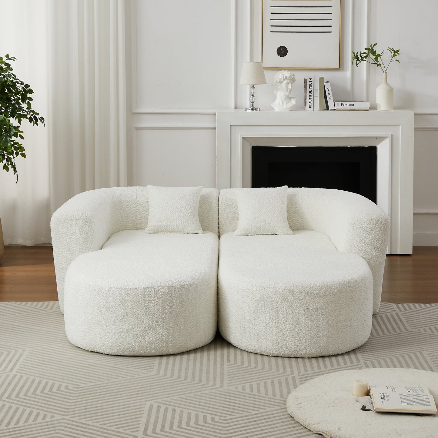 Halcyon beige chenille curved sectional sofa