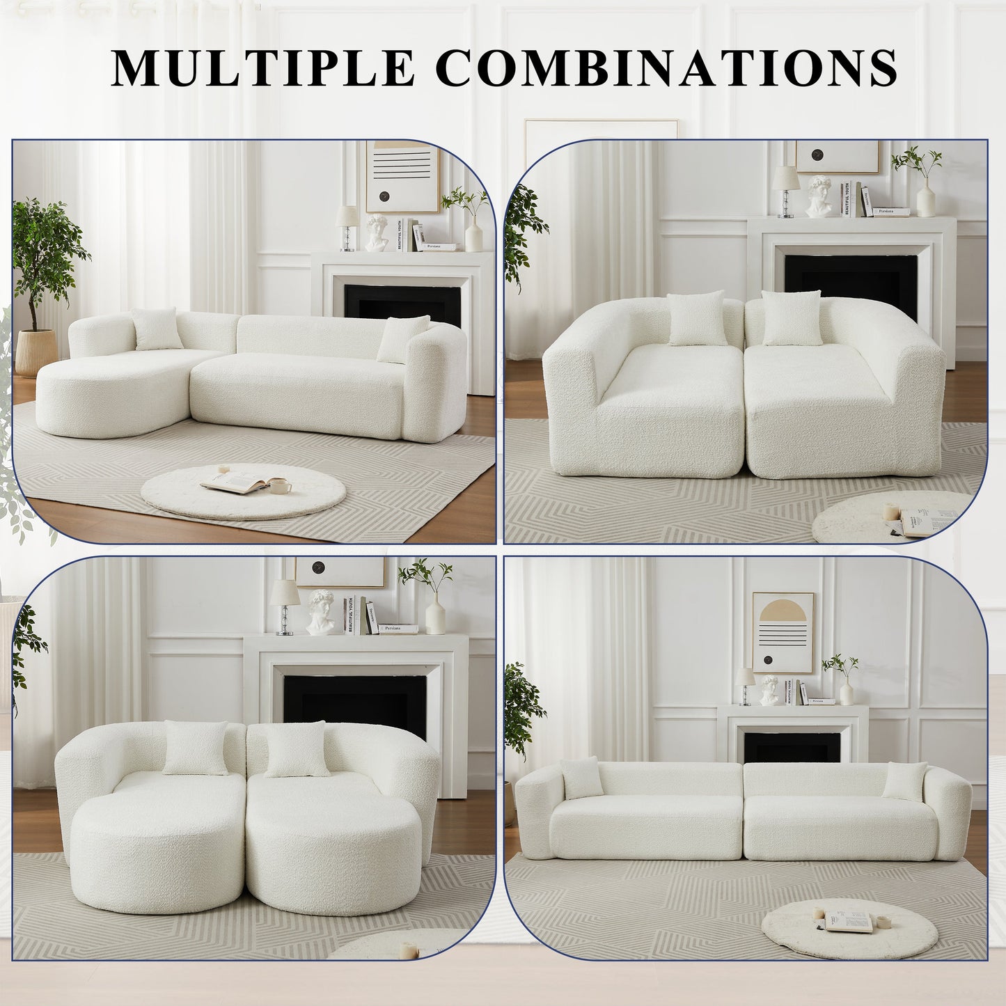 Halcyon beige chenille curved sectional sofa