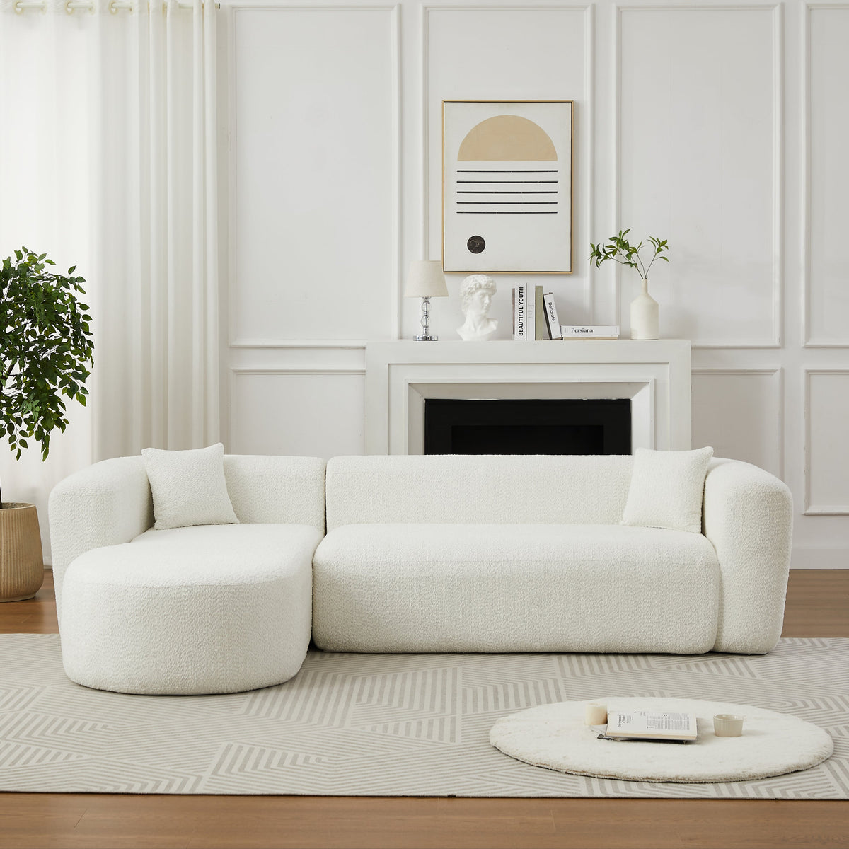Halcyon beige chenille curved sectional sofa