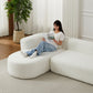 Halcyon beige chenille curved sectional sofa