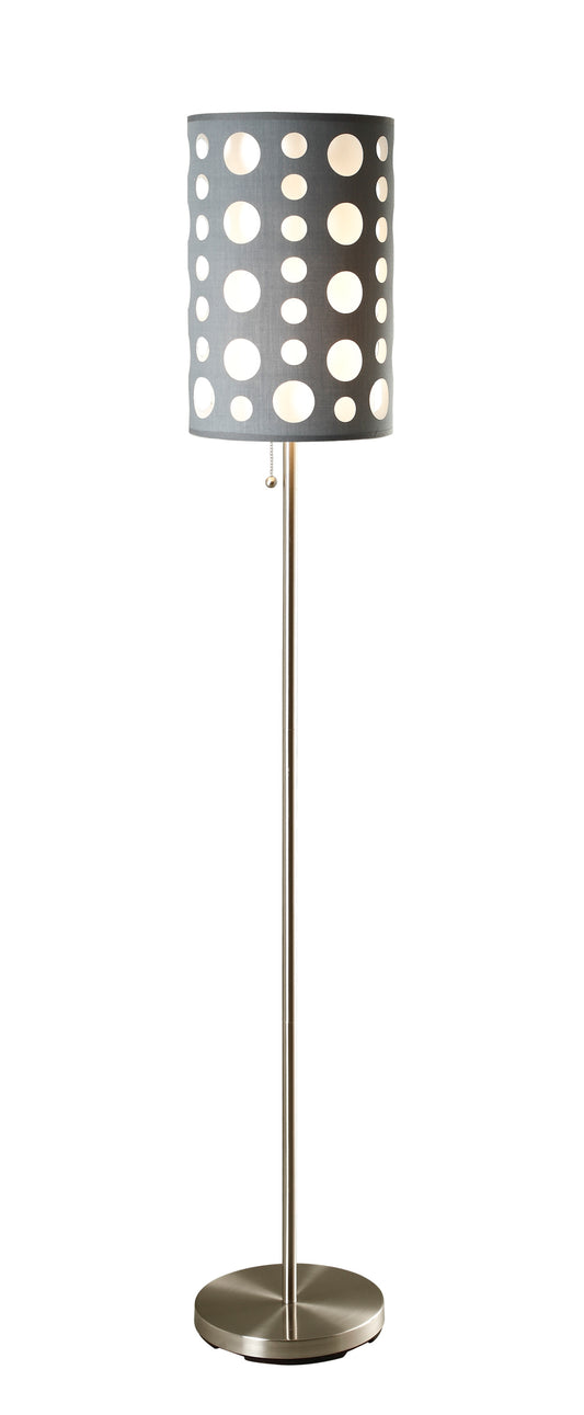 Halden Grey & White Retro Floor Lamp – 62" Two-Tier Shade Floor Lamp – view 2