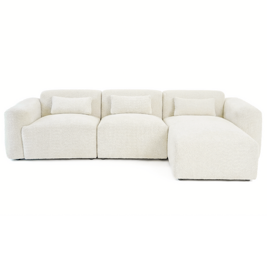 Haledon Boucle Sectional Sofa – 3-Piece Right-Facing Chaise Sectional (Sand, 117")