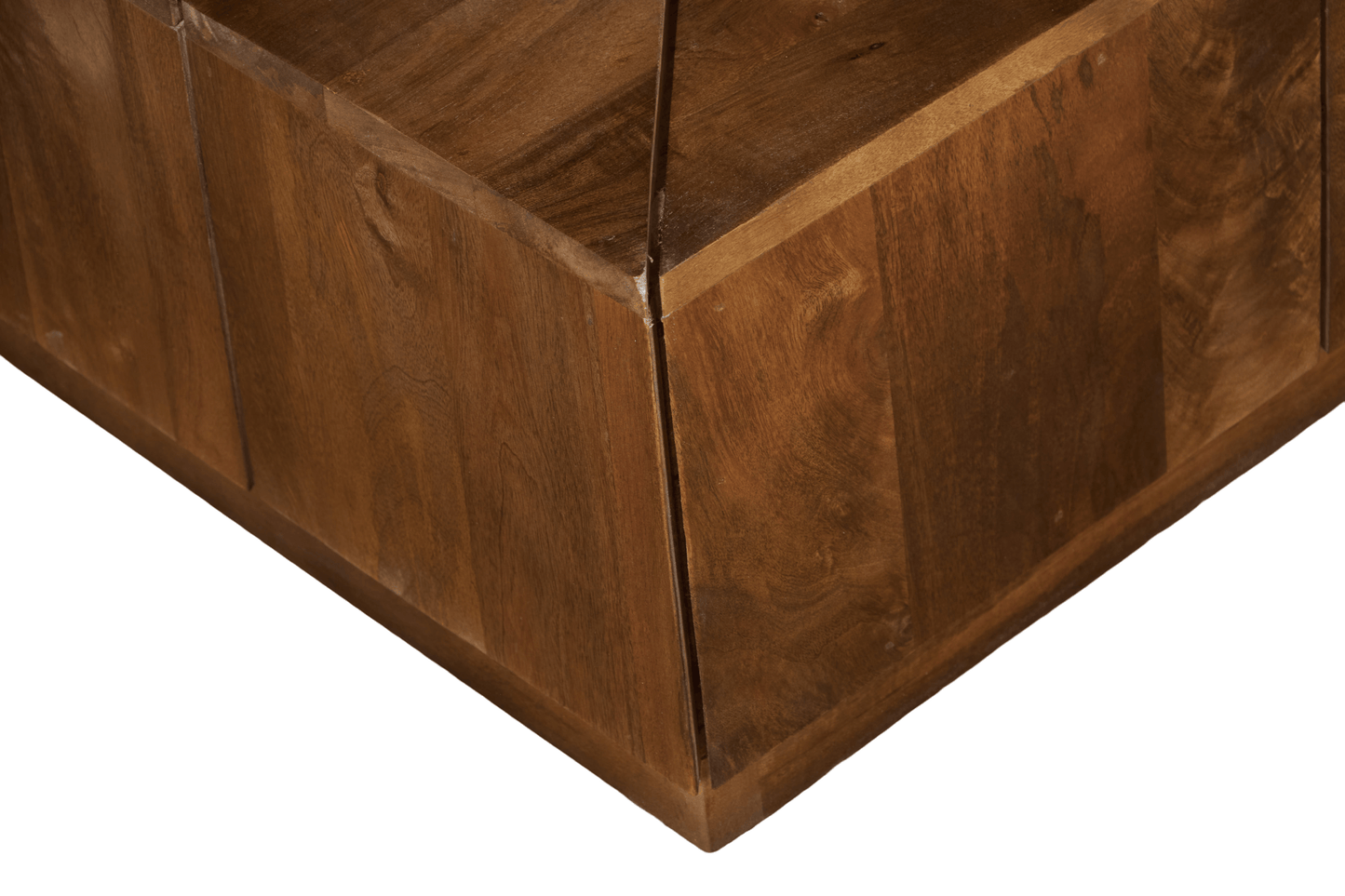 Handcrafted Designer Rectangle Mango Wood Coffee Table 50" | Modern Solid Wood Coffee Table corner detail showcasing craftsmanship.