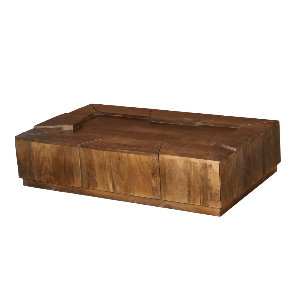 Handcrafted Designer Rectangle Mango Wood Coffee Table 50" | Modern Solid Wood Coffee Table