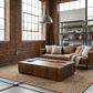 Handcrafted Designer Rectangle Mango Wood Coffee Table 50" | Modern Solid Wood Coffee Table in stylish living room setting.