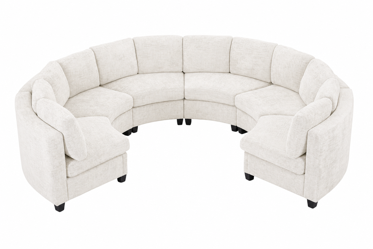 Harlan Curved Modular Sectional Sofa – Chenille, Solid Wood Frame, 4 Colors – view 11